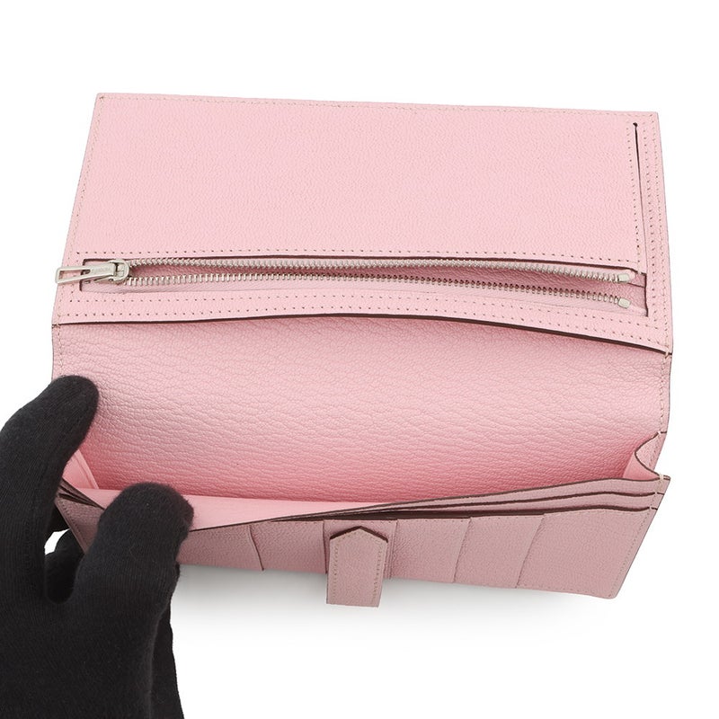 エルメス 長財布 ベアンスフレ ローズサクラ/シルバー金具 シェブルミゾル T刻印 財布