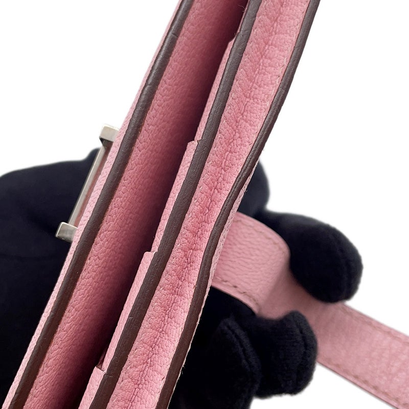 エルメス 長財布 ベアンスフレ ローズサクラ/シルバー金具 シェブルミゾル T刻印 財布