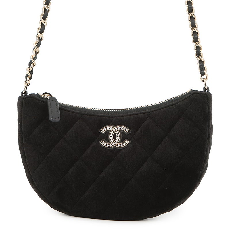 シャネル チェーンショルダーバッグ ココマーク マトラッセ ラインストーン ベロア CHANEL ノベルティ 2024イヤーズギフト 黒