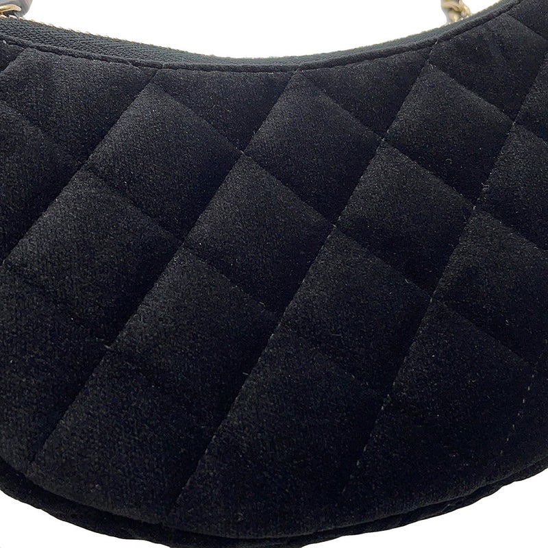 シャネル チェーンショルダーバッグ ココマーク マトラッセ ラインストーン ベロア CHANEL ノベルティ 2024イヤーズギフト 黒