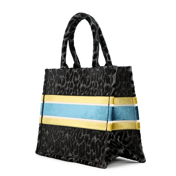 クリスチャン・ディオール トートバッグ ブックトート レオパード ミディアム M1296ZTGT Christian Dior 黒