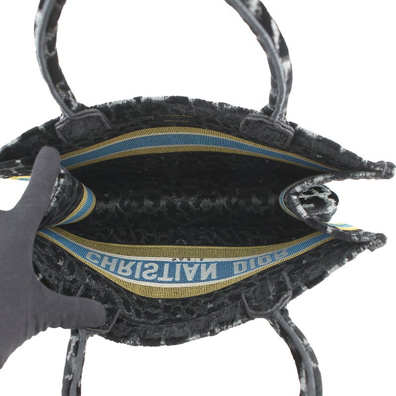 クリスチャン・ディオール トートバッグ ブックトート レオパード ミディアム M1296ZTGT Christian Dior 黒