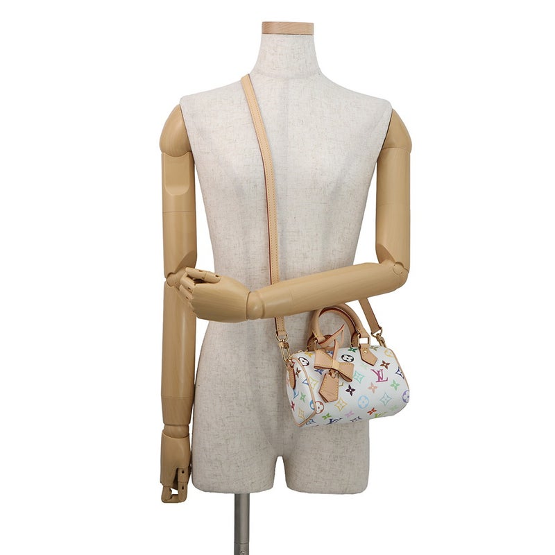 ルイヴィトン ハンドバッグ モノグラム・マルチカラー LV × TM ナノ・スピーディ M13391 2way 白 ホワイト 村上隆 コラボ