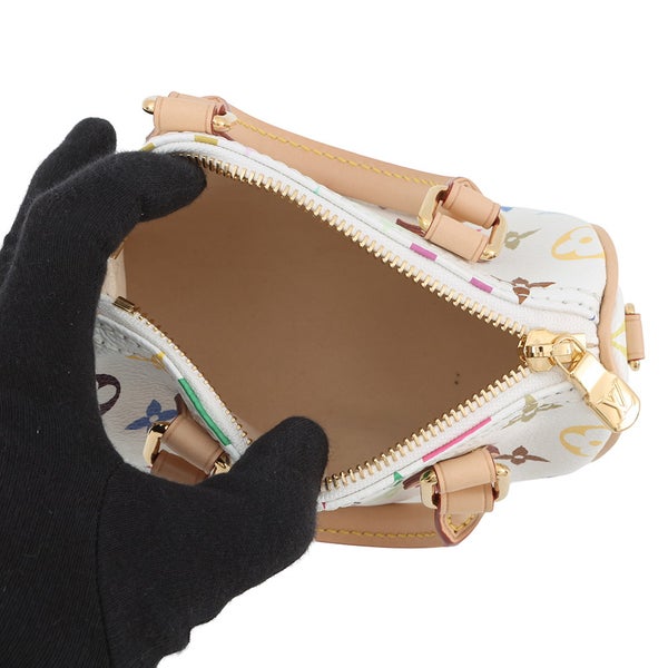 ルイヴィトン ハンドバッグ モノグラム・マルチカラー LV × TM ナノ・スピーディ M13391 2way 白 ホワイト 村上隆 コラボ