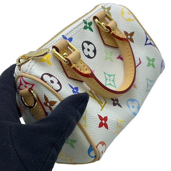 ルイヴィトン ハンドバッグ モノグラム・マルチカラー LV × TM ナノ・スピーディ M13391 2way 白 ホワイト 村上隆 コラボ