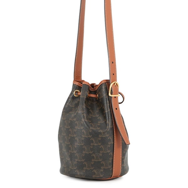 セリーヌ ショルダーバッグ スモール ドローストリングバッグ トリオンフキャンバス 191142BZJ 04LU  CELINE マカダム バッグ