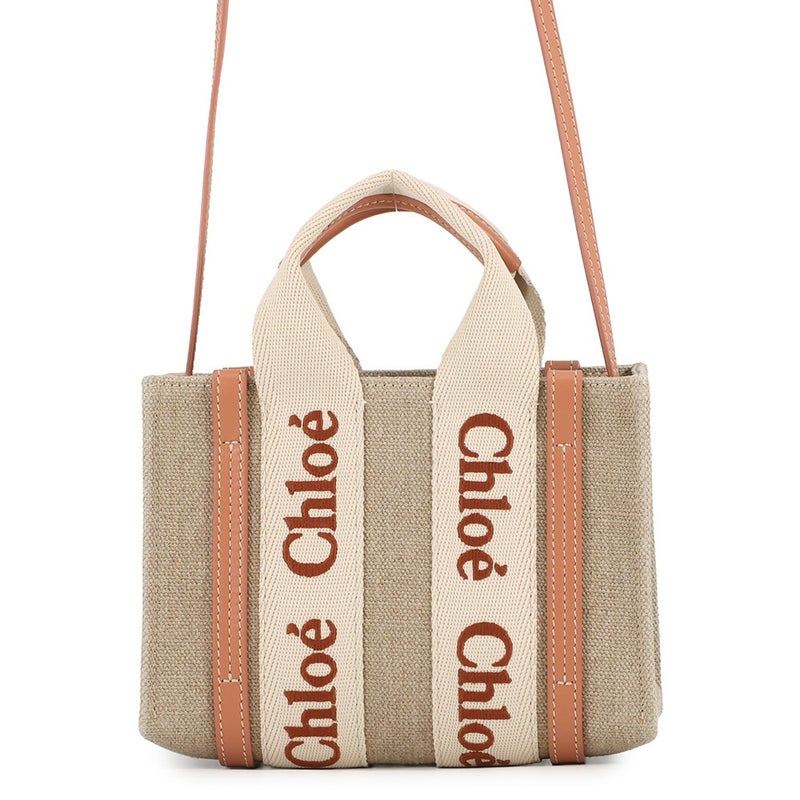 クロエ ハンドバッグ ウッディ トート ミニ キャンバス シャイニーカーフスキン CHC24UP237L17847 Chloe ２wayショルダー