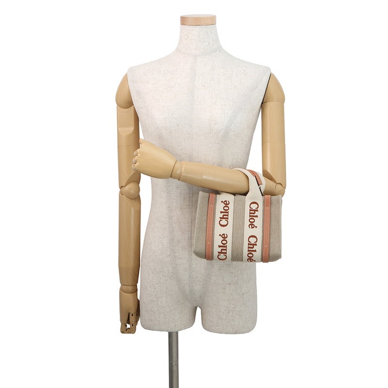 クロエ ハンドバッグ ウッディ トート ミニ キャンバス シャイニーカーフスキン CHC24UP237L17847 Chloe ２wayショルダー