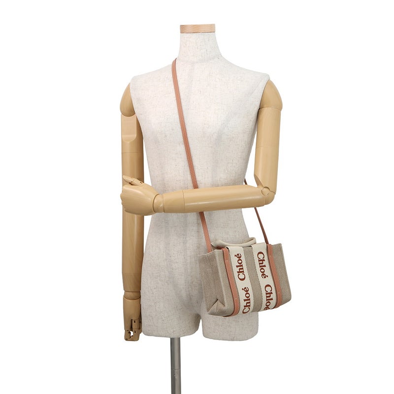クロエ ハンドバッグ ウッディ トート ミニ キャンバス シャイニーカーフスキン CHC24UP237L17847 Chloe ２wayショルダー