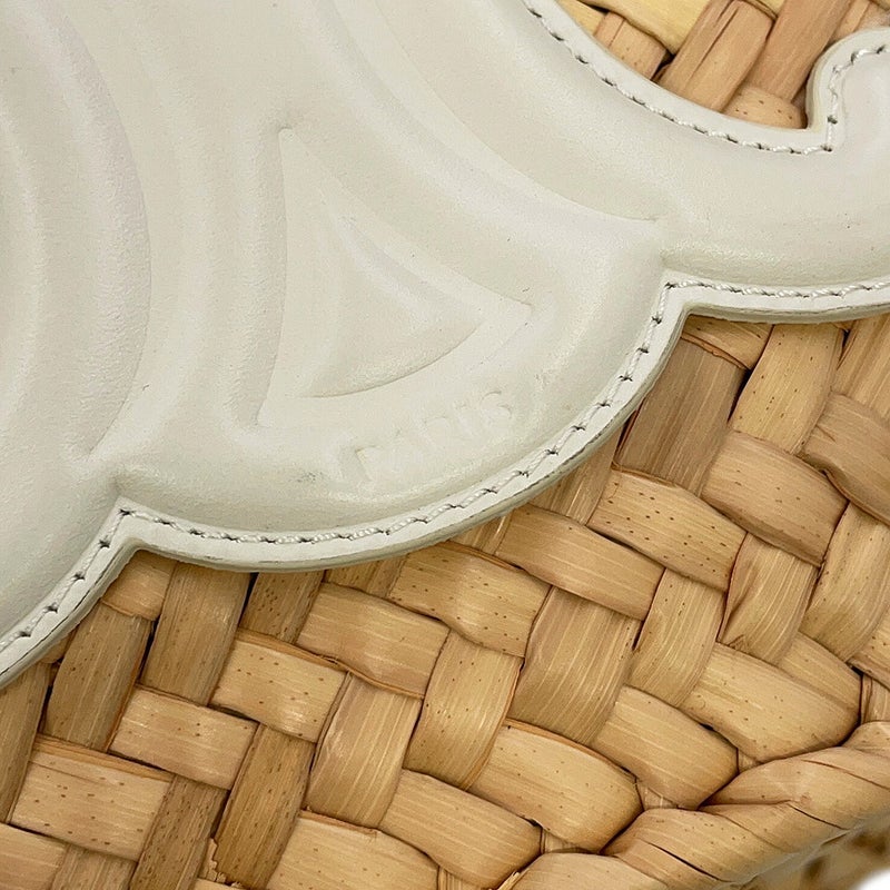 セリーヌ ハンドバッグ トリオンフ クラシック パニエ ラフィア レザー CELINE 2way かごバッグ 白