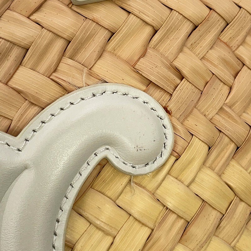 セリーヌ ハンドバッグ トリオンフ クラシック パニエ ラフィア レザー CELINE 2way かごバッグ 白