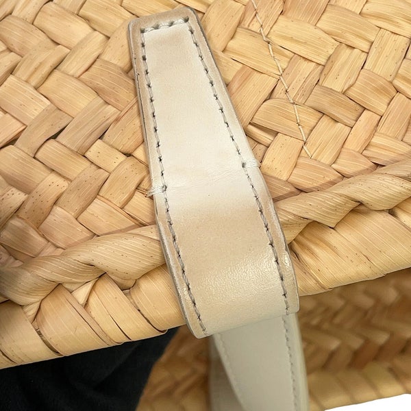 セリーヌ ハンドバッグ トリオンフ クラシック パニエ ラフィア レザー CELINE 2way かごバッグ 白