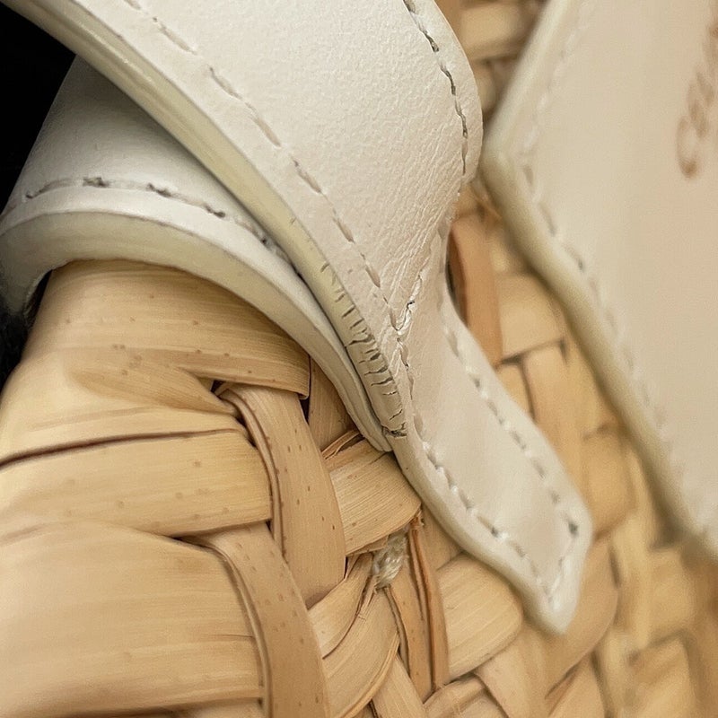 セリーヌ ハンドバッグ トリオンフ クラシック パニエ ラフィア レザー CELINE 2way かごバッグ 白