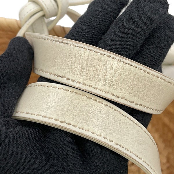 セリーヌ ハンドバッグ トリオンフ クラシック パニエ ラフィア レザー CELINE 2way かごバッグ 白
