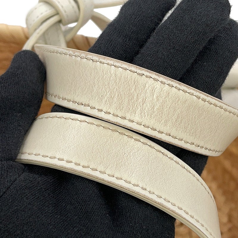 セリーヌ ハンドバッグ トリオンフ クラシック パニエ ラフィア レザー CELINE 2way かごバッグ 白