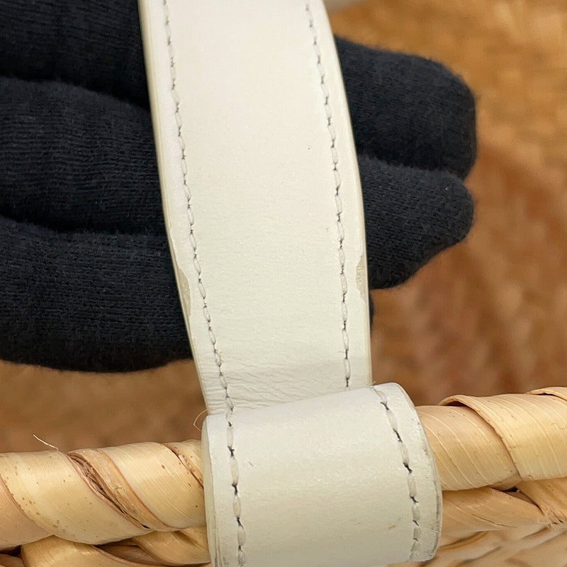 セリーヌ ハンドバッグ トリオンフ クラシック パニエ ラフィア レザー CELINE 2way かごバッグ 白