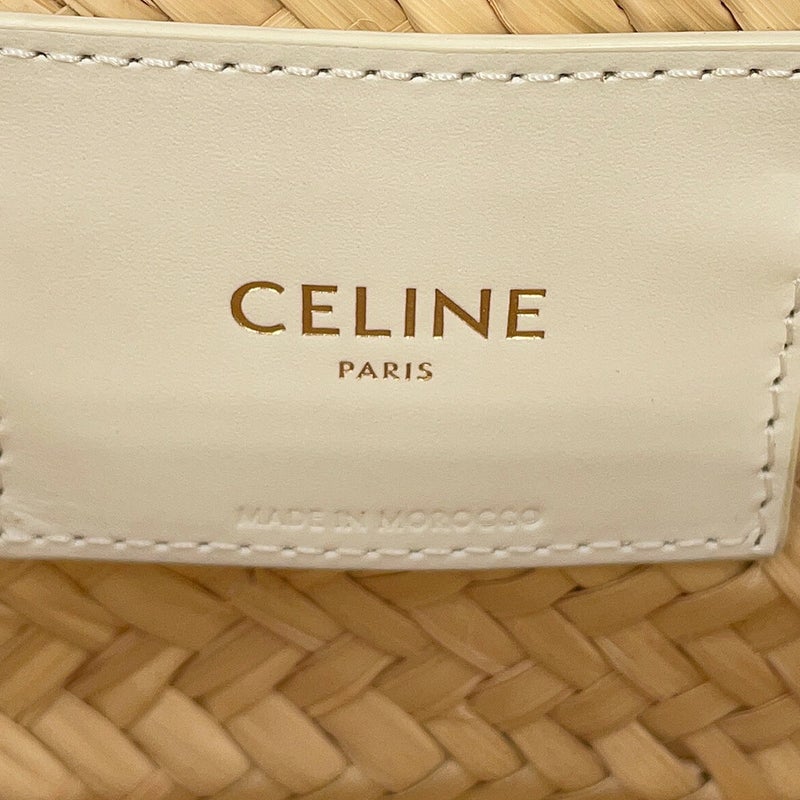 セリーヌ ハンドバッグ トリオンフ クラシック パニエ ラフィア レザー CELINE 2way かごバッグ 白