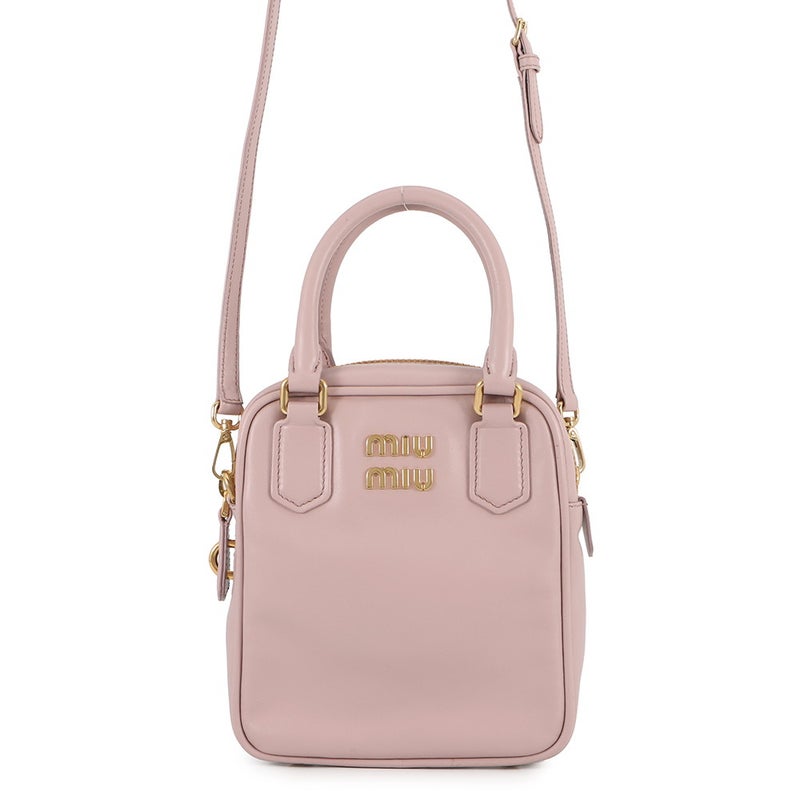 ミュウミュウ ハンドバッグ ロゴ レザー MIUMIU ２wayショルダー