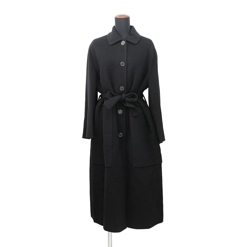 エルメス コート ダブルフェイス ラップコート カシミヤ レディースサイズ34 HERMES 黒 アパレル アウター