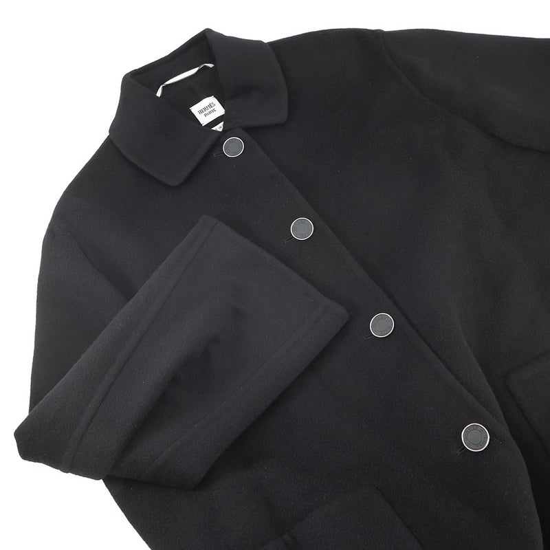 エルメス コート ダブルフェイス ラップコート カシミヤ レディースサイズ34 HERMES 黒 アパレル アウター