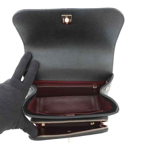 シャネル ハンドバッグ マトラッセ ココマーク ビジネスアフィニティ キャビアスキン A93749 2wayチェーンショルダー 黒