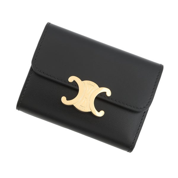 セリーヌ 三つ折り財布 トリオンフ コイン入れ付き コンパクトウォレット 10I653 CELINE 黒