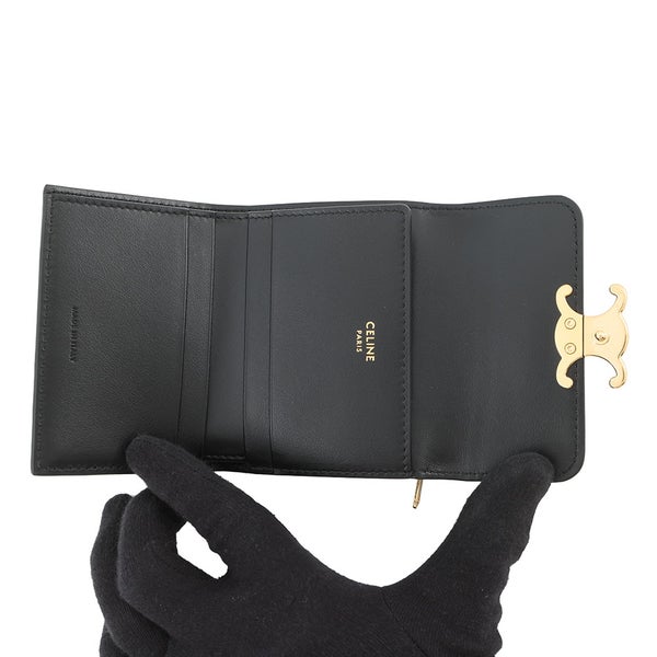 セリーヌ 三つ折り財布 トリオンフ コイン入れ付き コンパクトウォレット 10I653 CELINE 黒