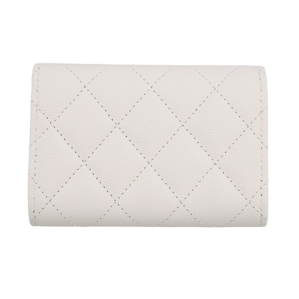 シャネル 三つ折り財布 マトラッセ ココマーク クラシック スモール フラップ ウォレット キャビアスキン AP4564 CHANEL 白