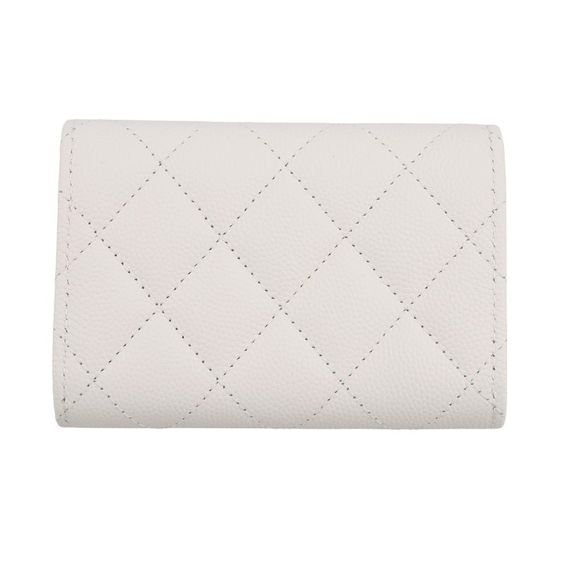 シャネル 三つ折り財布 マトラッセ ココマーク クラシック スモール フラップ ウォレット キャビアスキン AP4564 CHANEL 白
