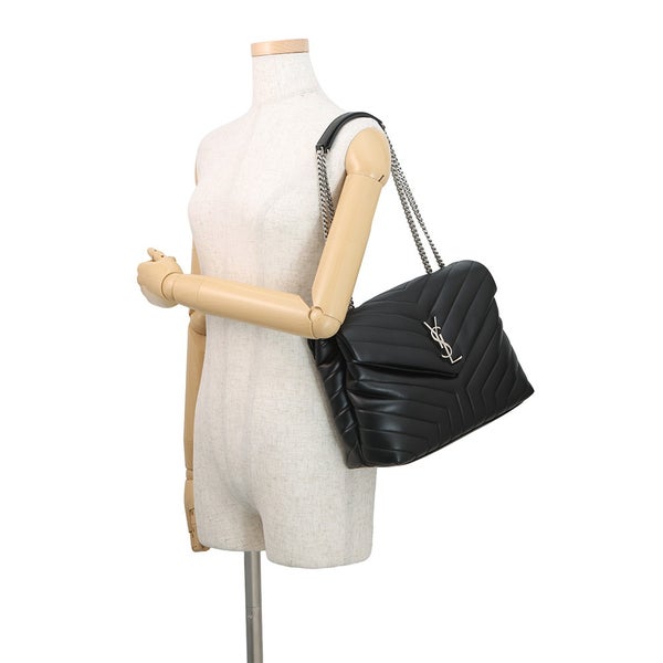 サンローランパリ チェーンショルダー バッグ ルル ミディアム レザー 574946 SAINT LAURENT PARIS 黒
