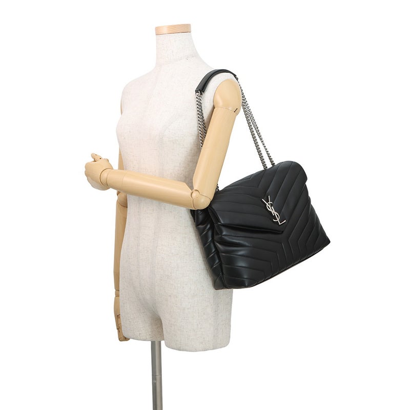サンローランパリ チェーンショルダー バッグ ルル ミディアム レザー 574946 SAINT LAURENT PARIS 黒