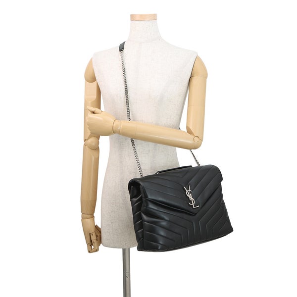 サンローランパリ チェーンショルダー バッグ ルル ミディアム レザー 574946 SAINT LAURENT PARIS 黒
