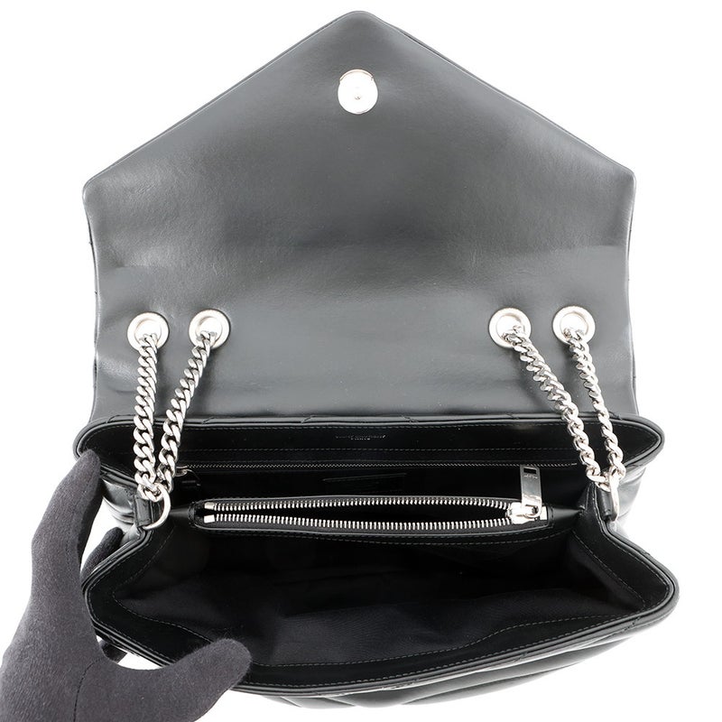 サンローランパリ チェーンショルダー バッグ ルル ミディアム レザー 574946 SAINT LAURENT PARIS 黒