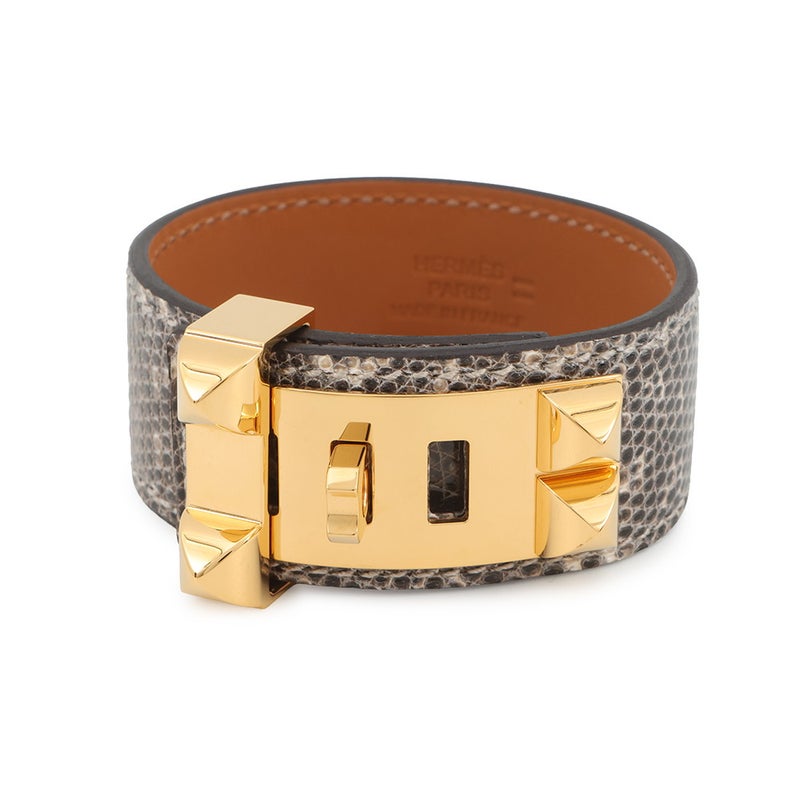 エルメス ブレスレット コリエ・ド・シアン 24 オンブレ/ゴールド金具 リザードナチュラ W刻印 サイズT2