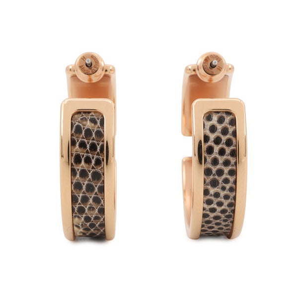 エルメス ピアス オランプ オンブレ/ピンクゴールド金具 リザードナチュラ HERMES アクセサリー