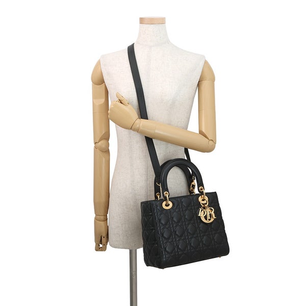 クリスチャン・ディオール ハンドバッグ レディディオール カナージュ CAL44550 ミディアム Christian Dior バッグ 2wayショルダーバッグ 黒