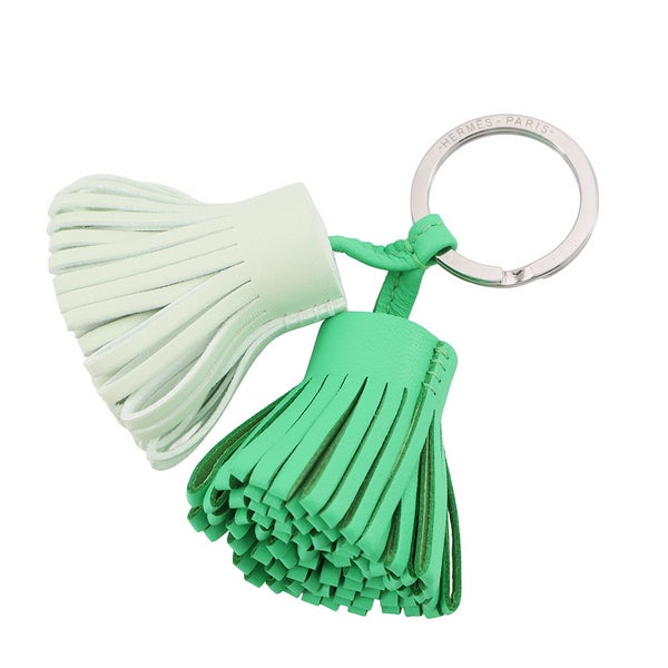 エルメス キーホルダー カルメン ウノドス ヴェールフィズ/ヴェールコミック/シルバー金具 ラムスキン HERMES チャーム