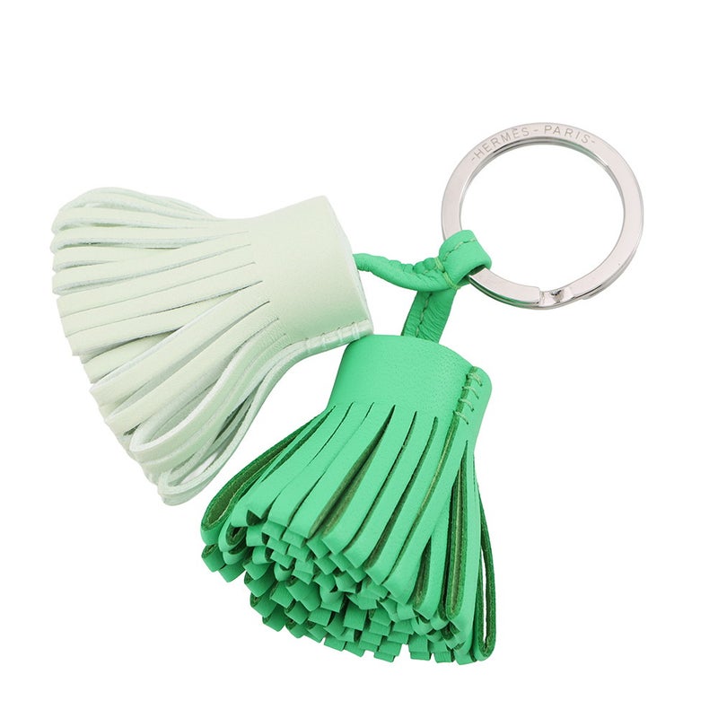 エルメス キーホルダー カルメン ウノドス ヴェールフィズ/ヴェールコミック/シルバー金具 ラムスキン HERMES チャーム