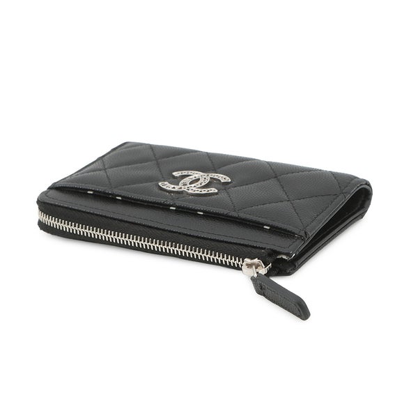 シャネル コインケース マトラッセ ココマーク キャビアスキン AP3836 フラグメント カードケース 黒