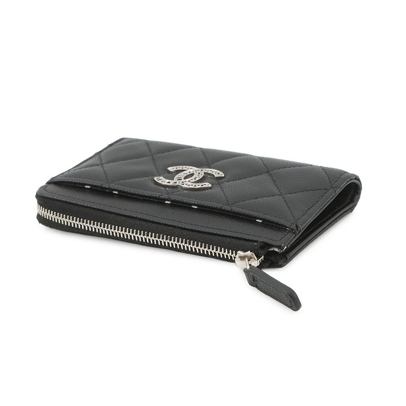 シャネル コインケース マトラッセ ココマーク キャビアスキン AP3836 フラグメント カードケース 黒