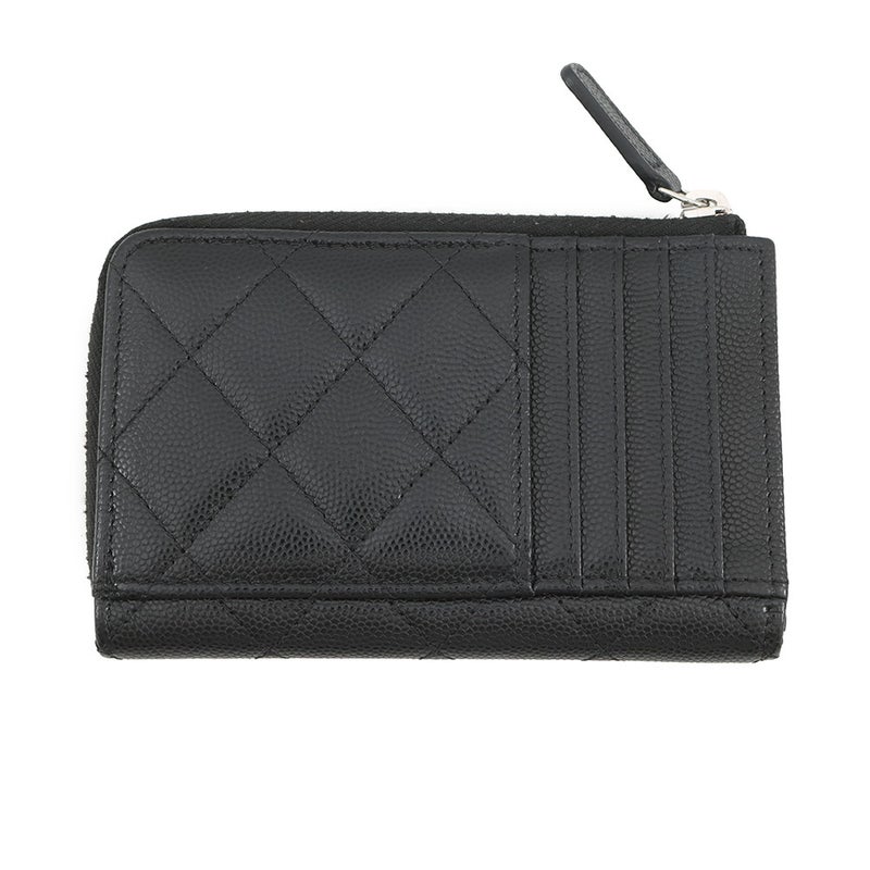 シャネル コインケース マトラッセ ココマーク キャビアスキン AP3836 フラグメント カードケース 黒