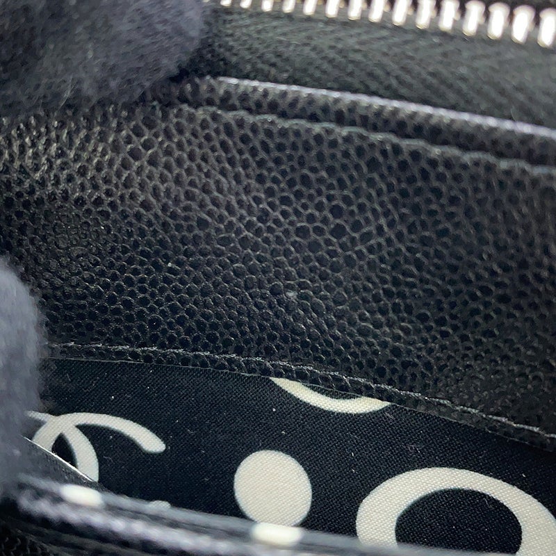 シャネル コインケース マトラッセ ココマーク キャビアスキン AP3836 フラグメント カードケース 黒