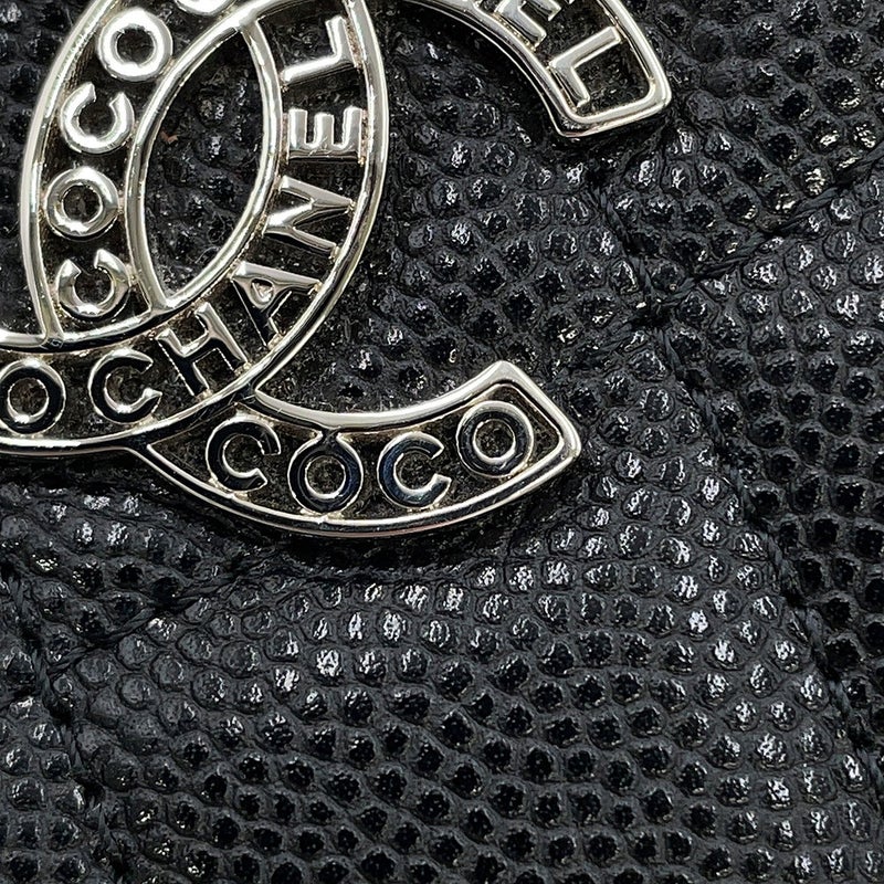 シャネル コインケース マトラッセ ココマーク キャビアスキン AP3836 フラグメント カードケース 黒