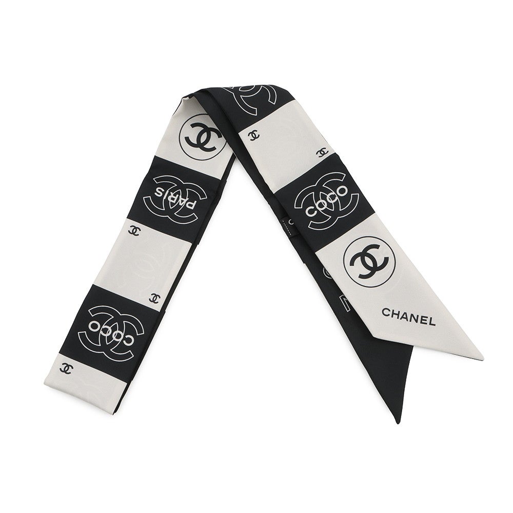 シャネル スカーフ ココマーク シルク CHANEL 白 黒 | 中古・新品