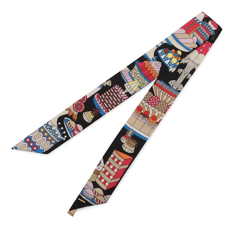 エルメス スカーフ ツイリー ラ パティスリー フランセーズ チャーム HERMES シルク 2023秋冬 ツイリー創立20周年 黒