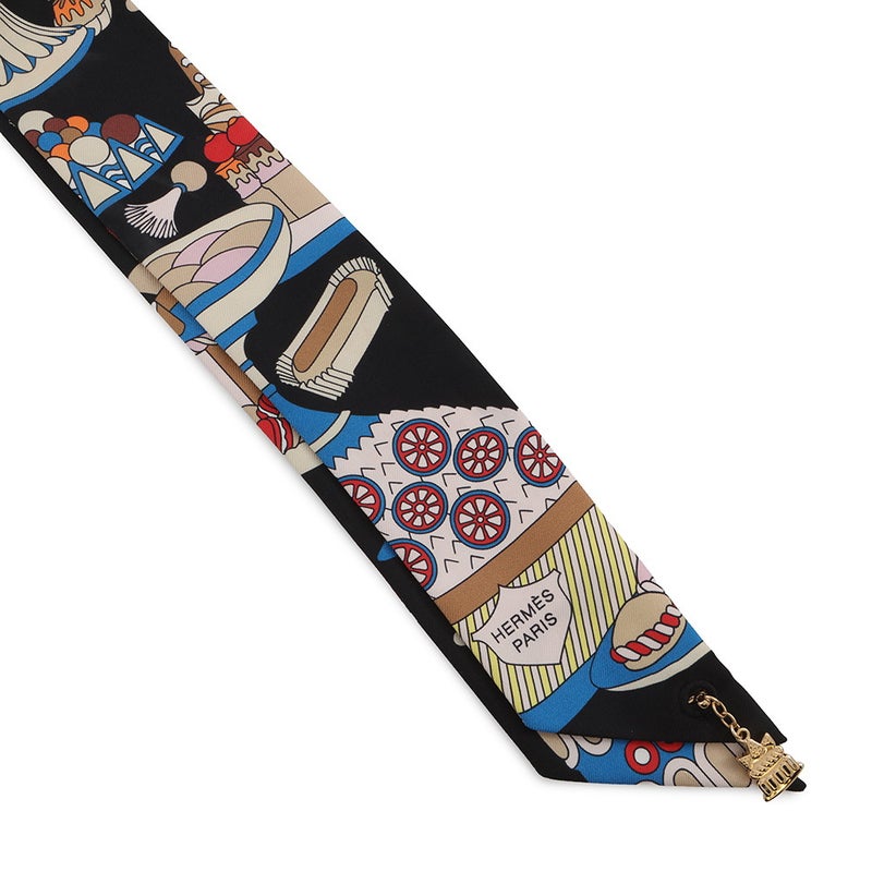 エルメス スカーフ ツイリー ラ パティスリー フランセーズ チャーム HERMES シルク 2023秋冬 ツイリー創立20周年 黒