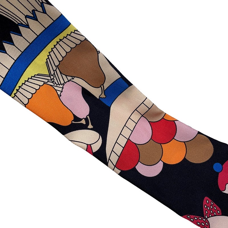 エルメス スカーフ ツイリー ラ パティスリー フランセーズ チャーム HERMES シルク 2023秋冬 ツイリー創立20周年 黒