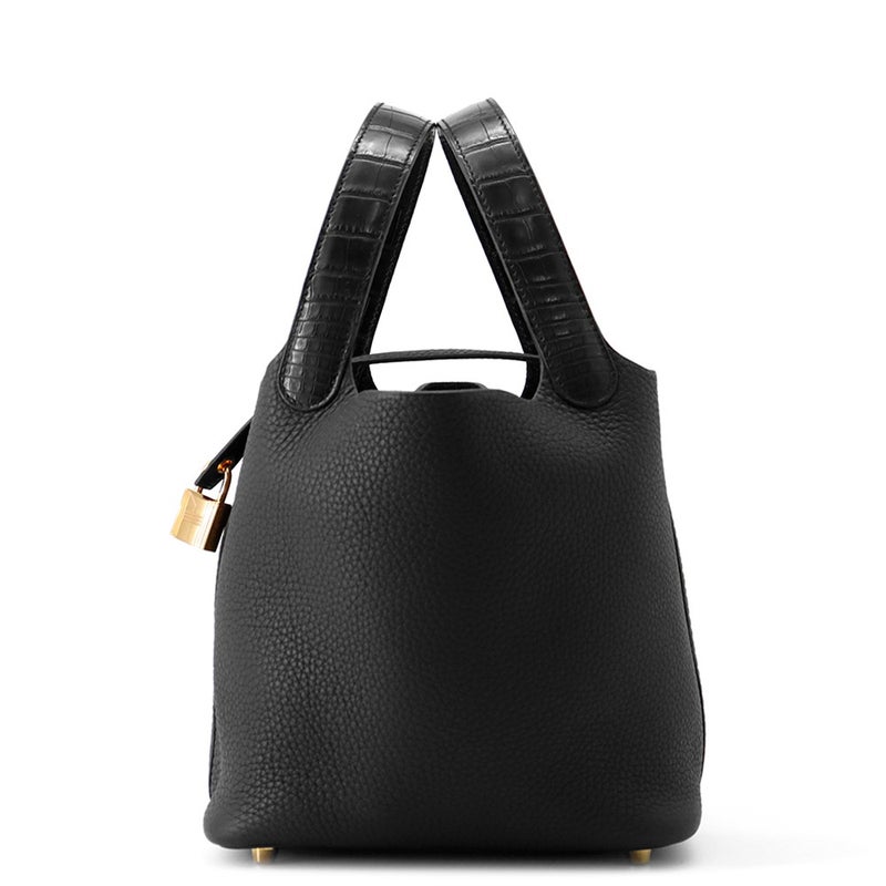 エルメス ハンドバッグ ピコタンロックPM タッチ ブラック/ゴールド金具 トリヨンクレマンス/アリゲーターマット Y刻印 黒