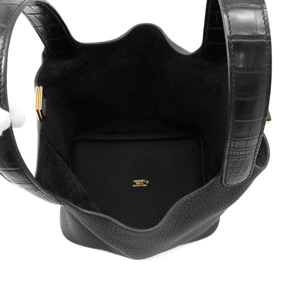 エルメス ハンドバッグ ピコタンロックPM タッチ ブラック/ゴールド金具 トリヨンクレマンス/アリゲーターマット Y刻印 黒