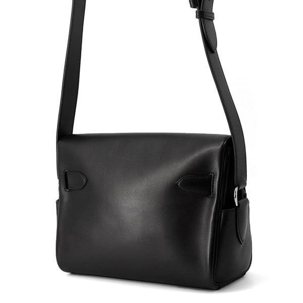 エルメス ケリーメッセンジャーPM ブラック/シルバー金具 エバーグレイン K刻印 HERMES メンズ 黒